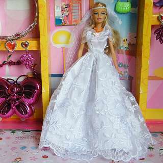 New Princess Wedding Clothes Party Dress Gown for Barbie doll 014YO 