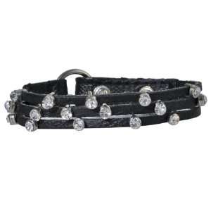   Triple PU Leather Spark Rhinestone Bracelet   Black Dahlia Jewelry