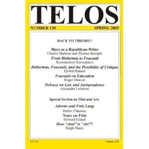  TELOS 130 Back to Theory? Russell A. Berman Books