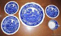 1940 Copeland SPODES BLUE TOWER England 5 Pc Place Setting s  