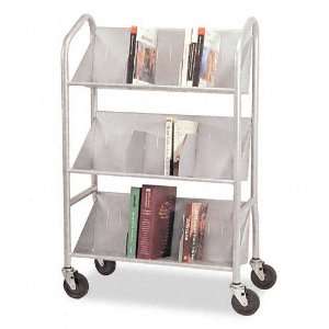 Buddy Products : Sloped Shelf Book Cart, Three Shelves, 26 x 16 x 41 1 