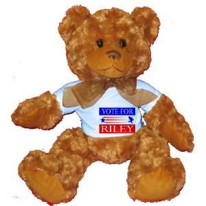  VOTE FOR RILEY Plush Teddy Bear with BLUE T Shirt: Toys 
