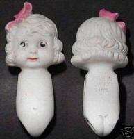 Antique Ceramic BISQUE HEAD & BODY DOLL Closed Mouth doll parts 
