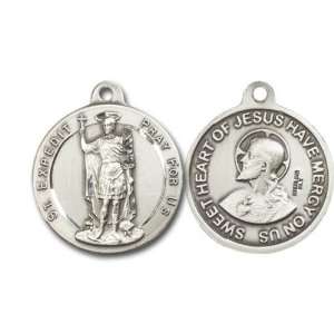  St. Expedit & Sacred Heart of Jesus Medal, Sterling Silver 