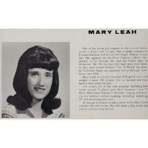  1966 Print Mary Leah La Joie Singer Process Records 