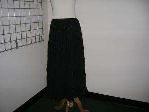 GINA BACCONI black sequin striped skirt 2 4 FAAAB!!  