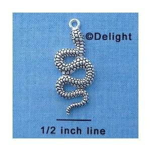 C3467 tlf   Large Silver Antiqued Snake   Silver Plated 