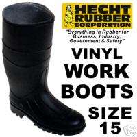 Mens 16 Black Vinyl Work Boots   Size 15  