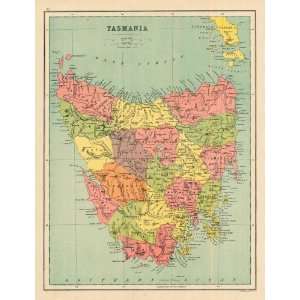  Bartholomew 1877 Antique Map of Tasmania