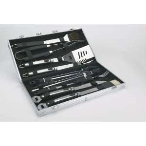  12 piece BBQ Set. Grilling Utencil Set with Rubber Handles 