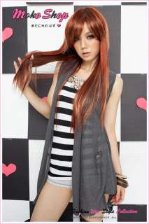 Moko Cosplay Punk Straight Blonde Red Highlights Wig  