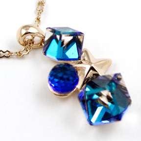 BLUE MAGIC CUBE~ Necklace with Swarovski Crystal  