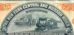 New York Central & Hudson River Railroad Bond Stock RR  