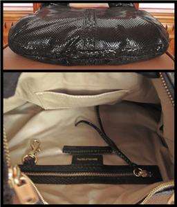 Alexis Hudson Bohem Black Python Snake Embsd Leather Hobo shoulder Bag 