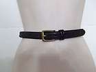 TALBOTS Black Leather Braided Belt with Antique Gold 