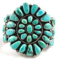 Vintage 50 60s Old Pawn Large Sterling Silver MORENCI Turquoise 