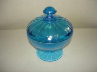 Northwood Stretch Glass Celeste Blue Bonbon Candy Dish  