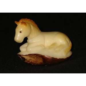  Ivory Horse Baby Tagua Nut Figurine Carving, 2.2 x 1.8 x 1 