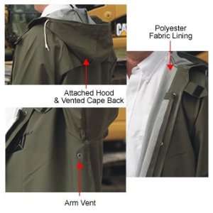  CAT 50 mil Lined Rain Jacket PVC with Polyester Lining 