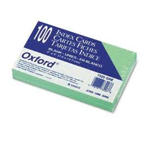  Oxford   Unruled Index Cards, 3 x 5, Green, 100 per Pack 
