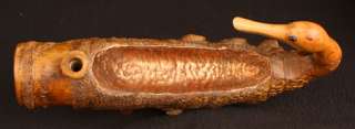 ANTIQUE JAPANESE ARTS & CRAFTS BAMBOO ROOT HAND HAMMERED COPPER BIRD 