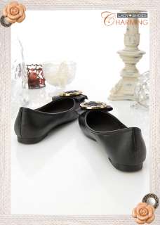 Womens Round Toe Bling Bow Flat Shoes Black  