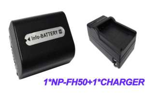 NP FH50 Battery+Charger for Sony DCR SX40 NEW  
