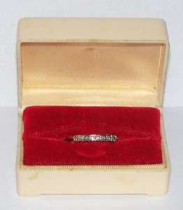   14K WHITE GOLD DIAMOND RING & CELLULOID HARLEQUIN RING BOX ART NOUVEAU
