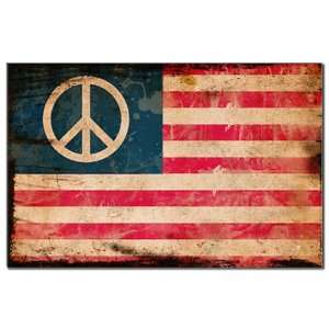    Mini Poster Print Worn US Flag Peace Symbol 