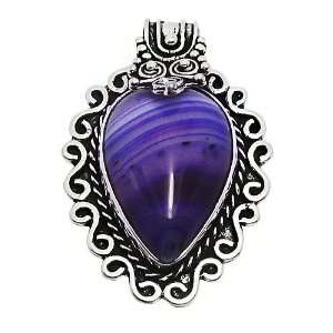    Natural Purple Agate Pendant Necklace Platinum Plating: Jewelry