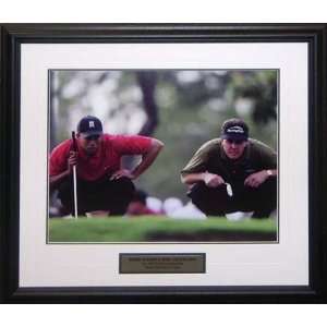Phil Mickelson and Tiger Woods Unsignd 16 x 20 Photo with Plate 