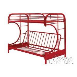   Twin Full Size Futon Metal Bunk Bed Red Finish: Home & Kitchen