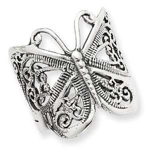  Sterling Silver Filigree Butterfly Ring   Size 8: West 