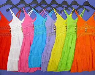   Lace & Crochet Trim Strap Summer Dress   8 Colours 2 13 yrs NEW  
