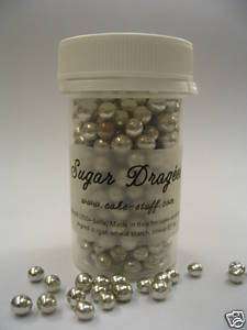 pots SILVER SUGAR BALLS 4mm edible cupcake dragees  