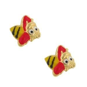  Red / Yellow Enamel Bumble Bee Childs Earrings: Jewelry