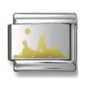  Sunbathers Silhouette Gold Laser Italian Charm: Jewelry