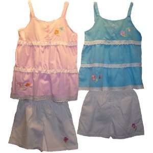  Infant Girls Short Sets  Pink/Blue w/ White Shorts Case 