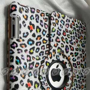 The new ipad 3 Leopard Style 360° Rotating PU Leather case Smart 
