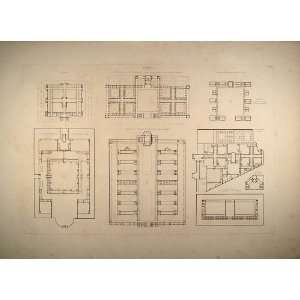  1841 Engraving Hospital Plans Jean Nicolas Louis Durand 
