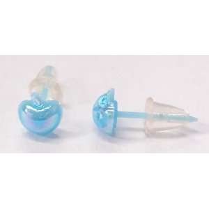 Glossy Blue Apple Plastic Earrings 