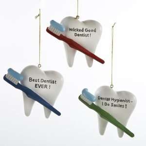  Funny Dentist Tooth and Toothbrush Christmas Ornaments: Home & Kitchen