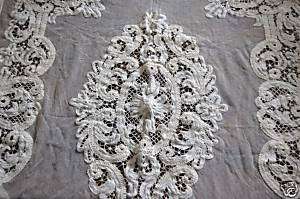 Antique Victorian Lace Bedspread Full w Pillow Cover  