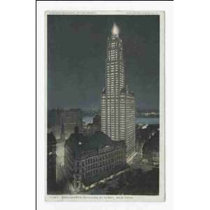 Reprint Woolworth Building at Night, New York, N. Y 1898 1931:  