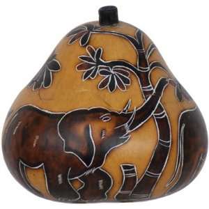 Fire Burned & Painted Gourd Box Elephant (each): Home 