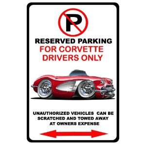   60 Chevrolet Corvette Muscle Car toon No Parking Sign: Everything Else