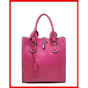   Shoulder Bag Handbag Tote Briefcase Rivet Lock New Hot Pink 1170134