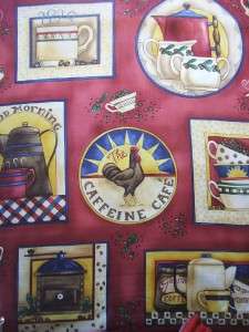 Clothworks Caffeine Cafe Coffee Diane Knott Wine Fabric  