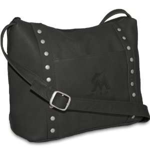  MLB Miami Marlins Black Leather Womens Top Zip Handbag 