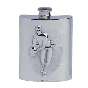    6oz Pewter Hip Flask Stamped Rugby Scene: Patio, Lawn & Garden